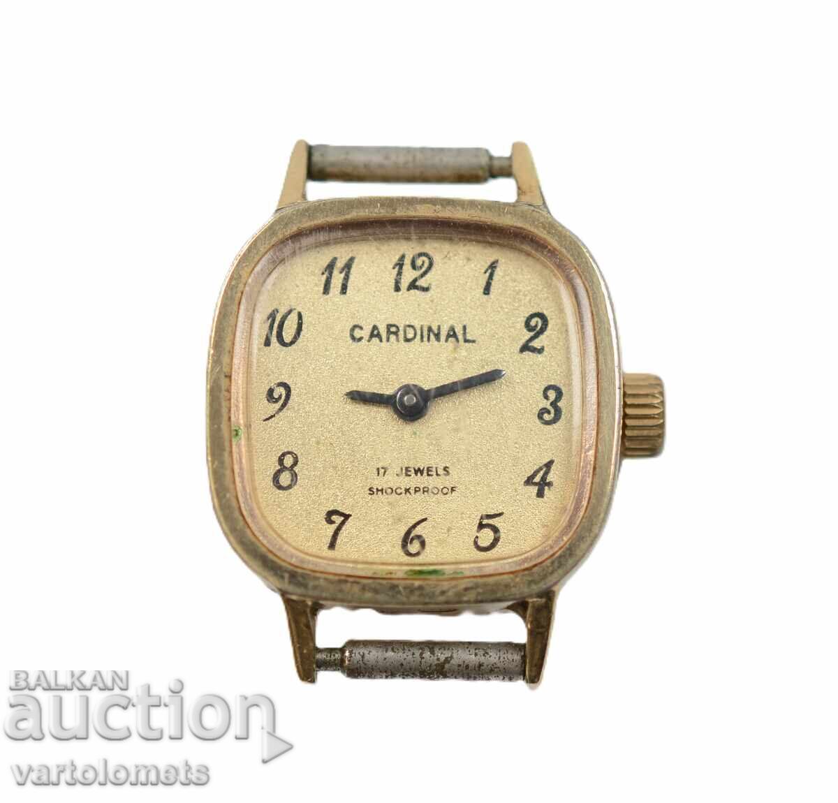 Women's CARDINAL watch with gold plating 10 Mk - working Women's CARDINAL watch with gold plating 10 Mk - working