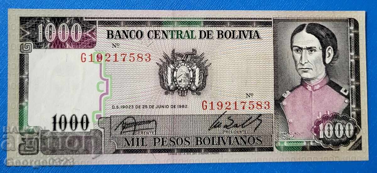 Боливия 1982 1000 песос UNC Нова