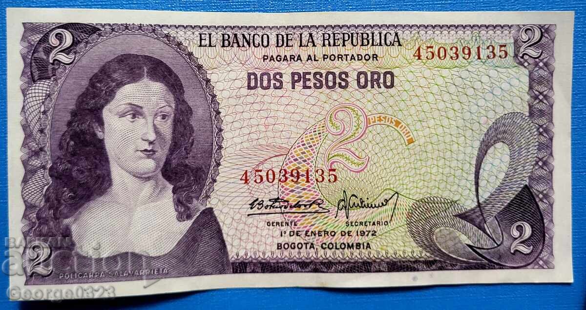 Colombia 1972 2 Pesos AU UNC