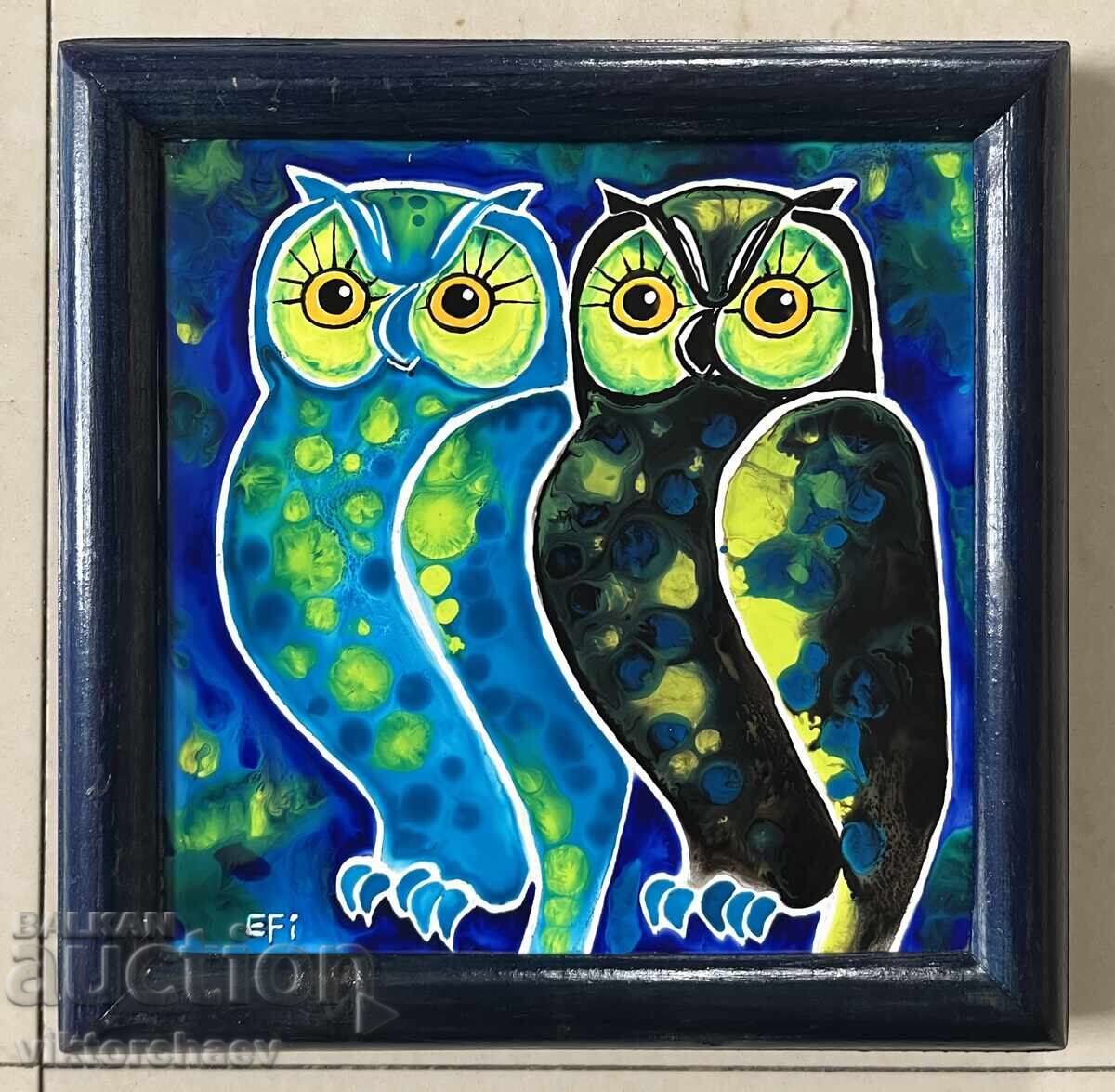 Eva Rizova-Efi Ceramic Painting - Little Owls