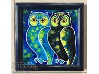 Eva Rizova-Efi tablou ceramic - Bufnițe