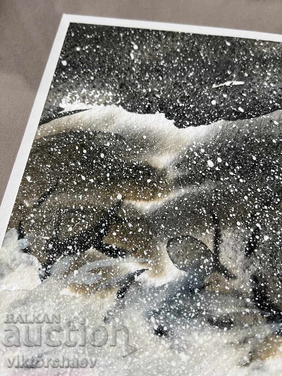 Δημοπρασία Σάβα Τσονόφσκι πίνακας - Χειμωνιάτικο τοπίο ακουαρέλα 2022