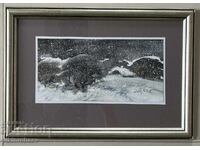 Σάβα Τσονόφσκι πίνακας - Χειμωνιάτικο τοπίο ακουαρέλα 2022