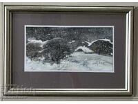 Sava Tsonovski painting - Winter landscape watercolor 2022