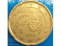 20 euro cents 1999 Spain brass