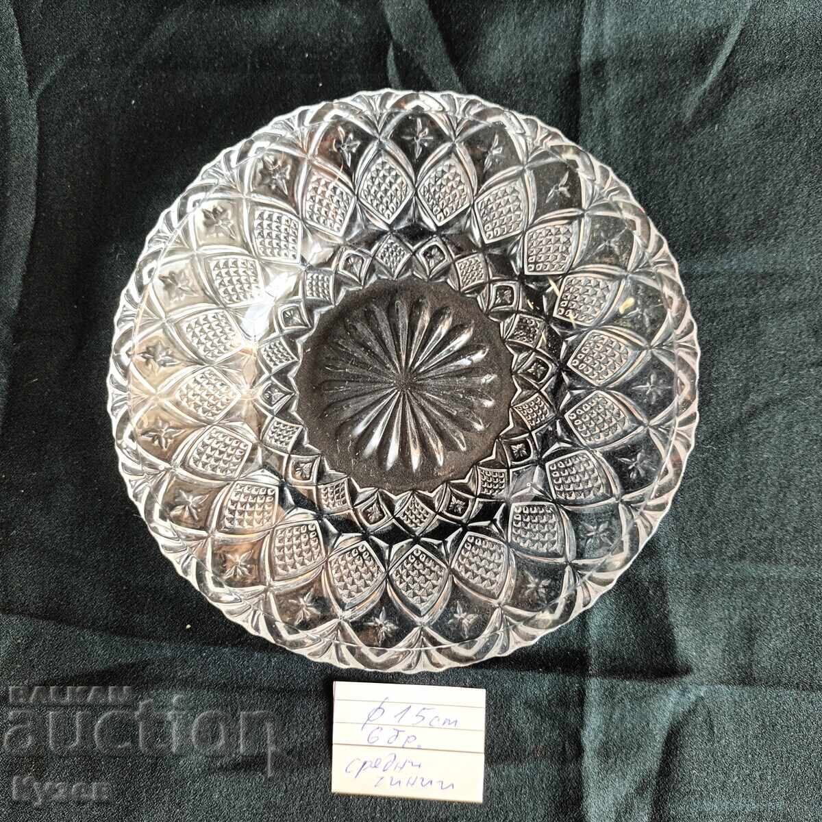 Set of 6 crystal glass plates from the socialist era with price 15.00 BGN | € 7.67