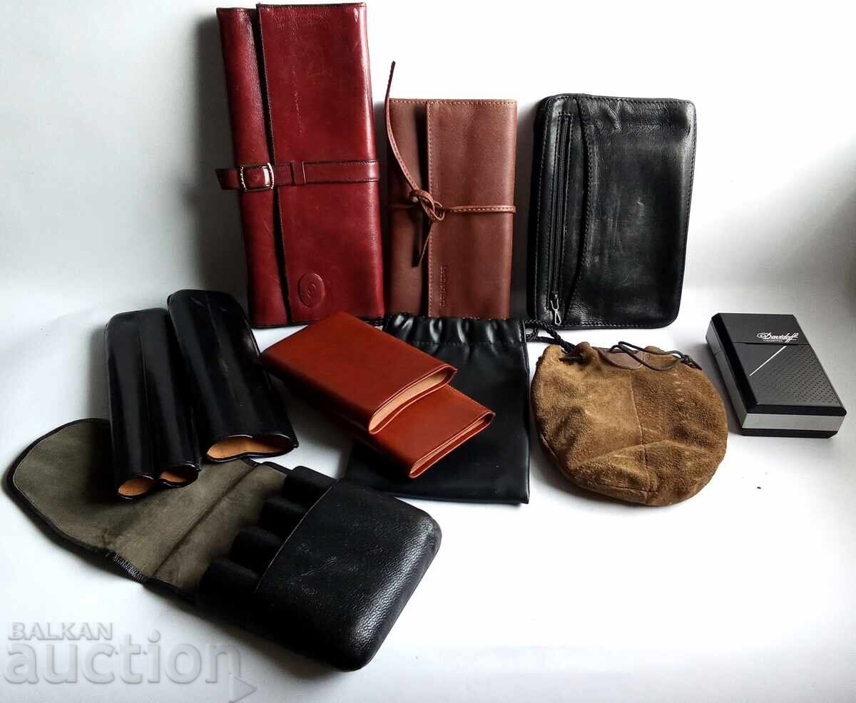 Cigar cases, tobacco pouches, cigarette rolling cases