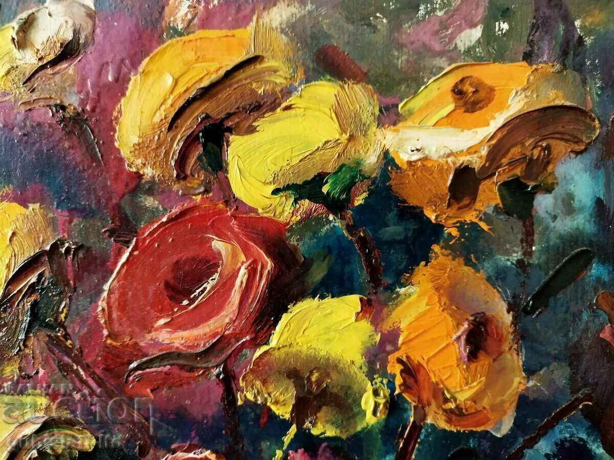 Delivery of Painting "Vase with Flowers" 1987, art. Tancho Kunev (1930-2010)