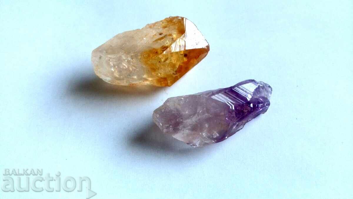 Παράδοση Φυσικές αμέθυστος και κιτρίνης αιχμές τύπου δρούζας σε ακατέργαστη μορφή
