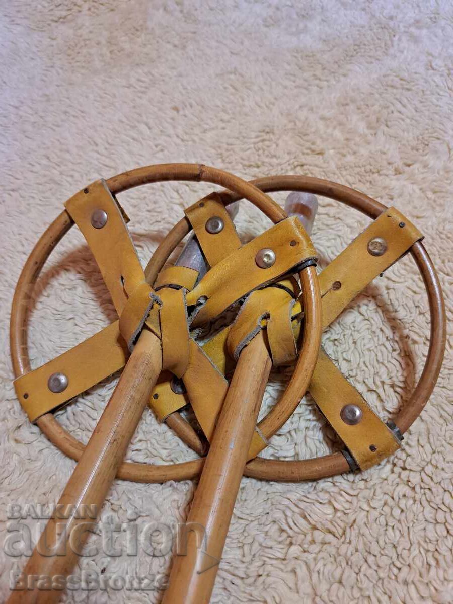 Bețe de bambus retro cu elemente din piele - 5