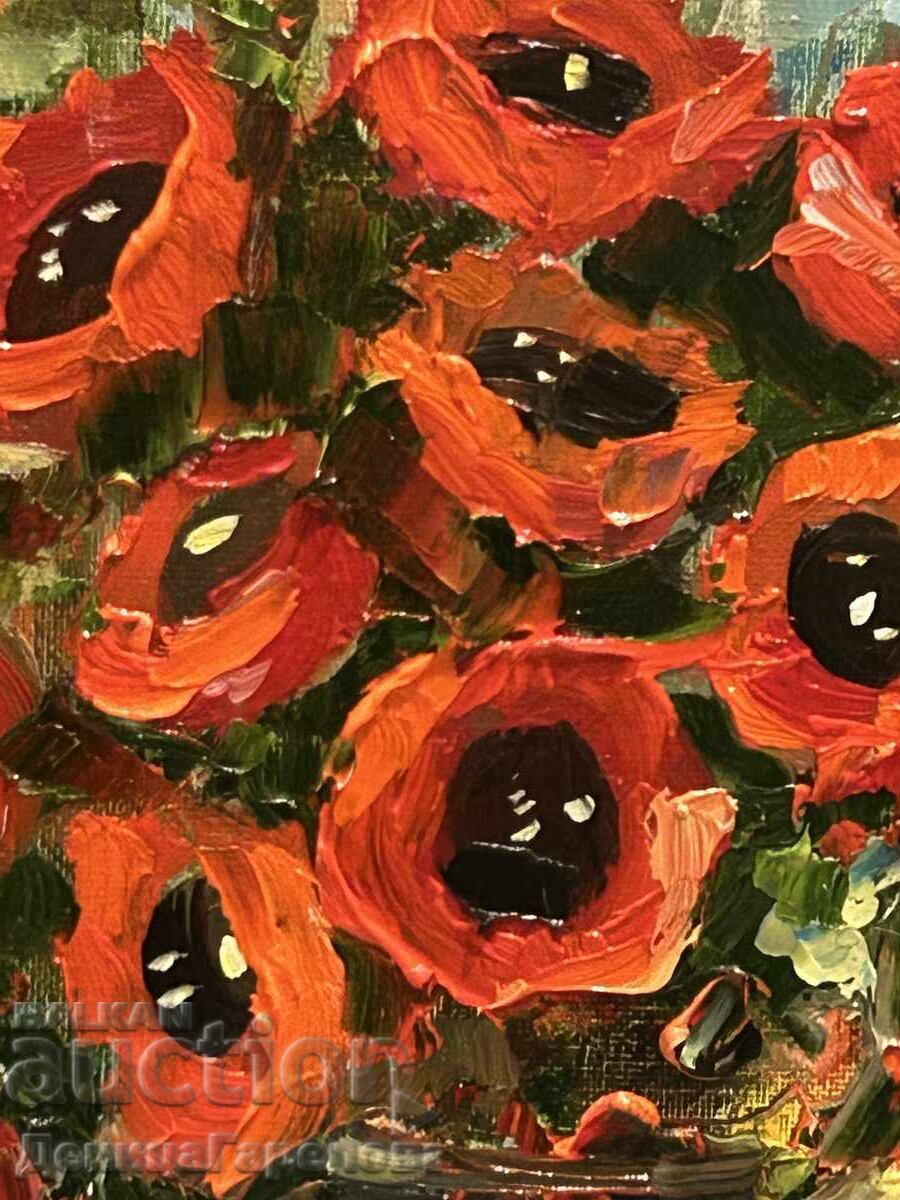 Licitație Denitsa Garelova tablou 30/40 „Macii” Licitație Denitsa Garelova tablou 30/40 „Macii”