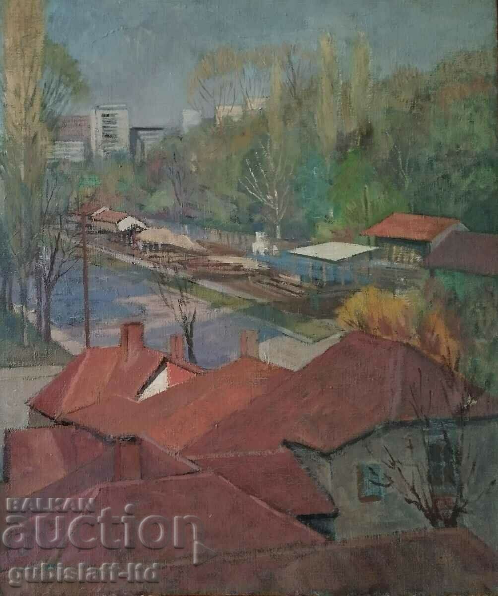 Δημοπρασία Ζωγραφική, αστικό τοπίο, τέχνη. Zhecho Dunev (1926-1975)