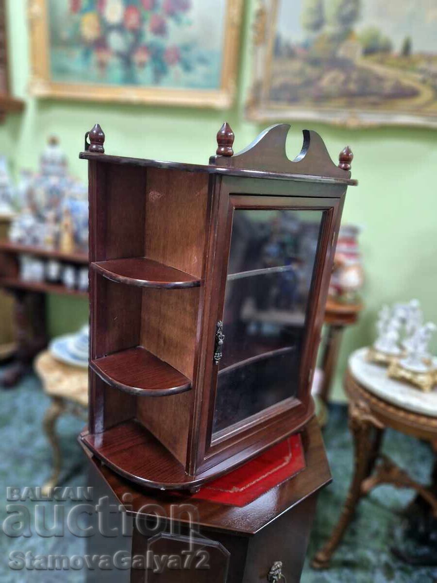 Παράδοση Υπέροχη αντίκα αγγλική ξύλινη βιτρίνα