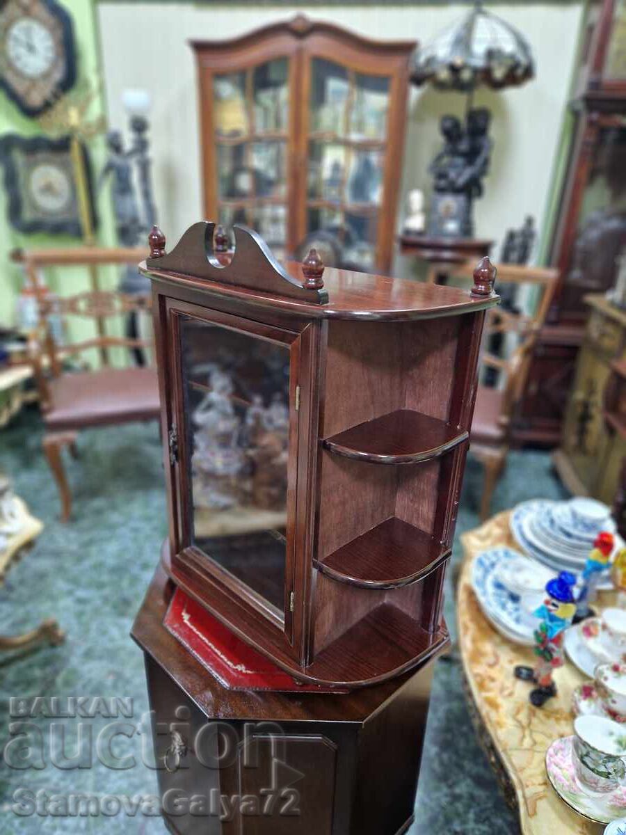 Υπέροχη αντίκα αγγλική ξύλινη βιτρίνα - 5