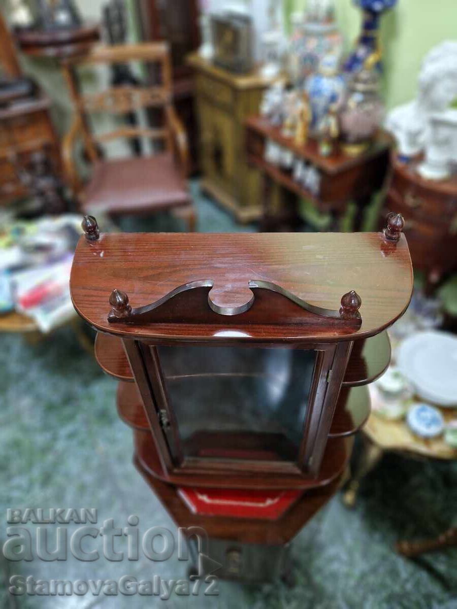 Υπέροχη αντίκα αγγλική ξύλινη βιτρίνα - 6