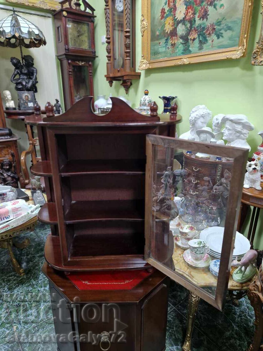 Υπέροχη αντίκα αγγλική ξύλινη βιτρίνα - 7