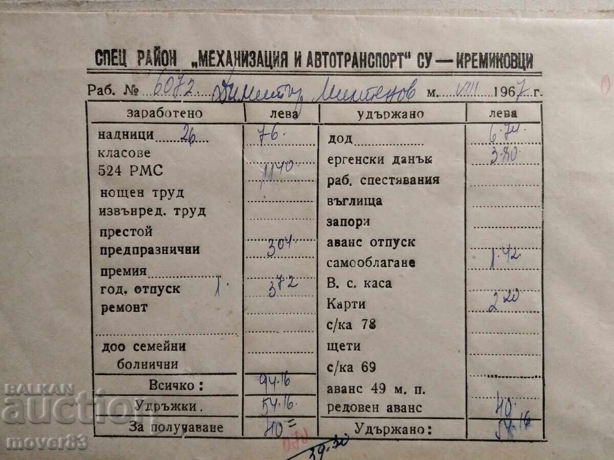 Social Security Contributions from Wages. Kremikovtsi. 1966/68 with price 3.00 BGN | € 1.53 Social Security Contributions from Wages. Kremikovtsi. 1966/68 with price 3.00 BGN | € 1.53