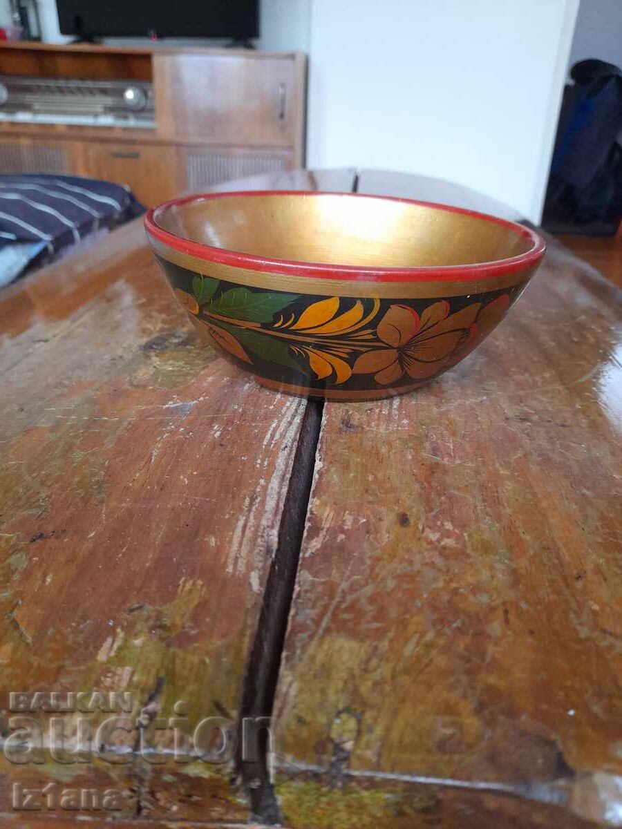 Стара дървена паница,хохлома