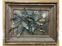 Tablou vechi metalic, tabla, semnat Al.C.