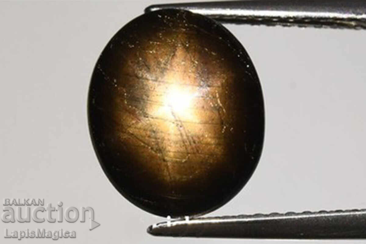 Black 6-ray star sapphire 5.66ct untreated oval cabochon Black 6-ray star sapphire 5.66ct untreated oval cabochon