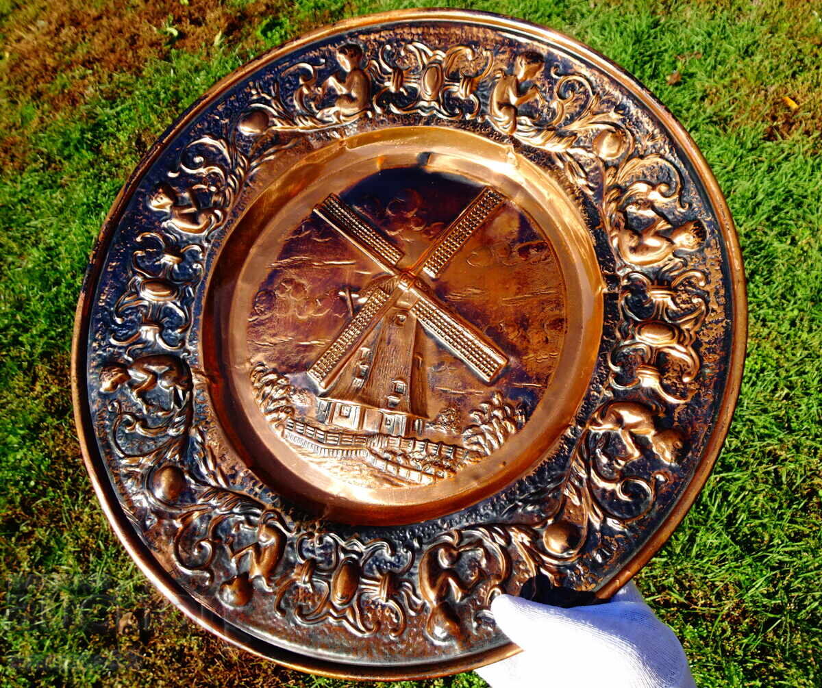 Δημοπρασία Χάλκινο πάνελ, ανάγλυφη εικόνα Μύλος, 38 εκ., 440 γρ