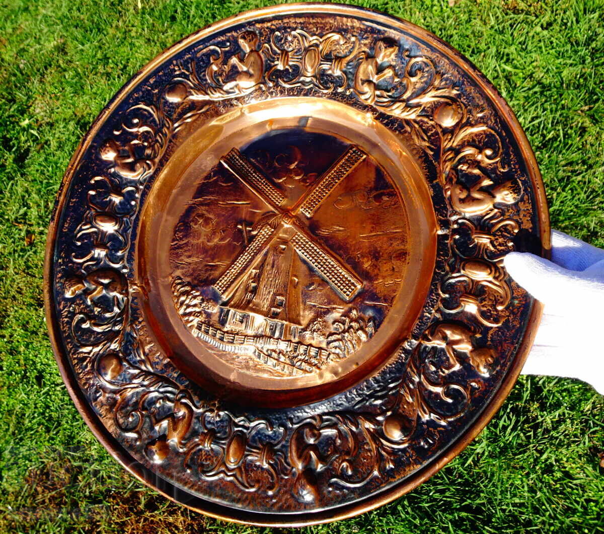 Χάλκινο πάνελ, ανάγλυφη εικόνα Μύλος, 38 εκ., 440 γρ