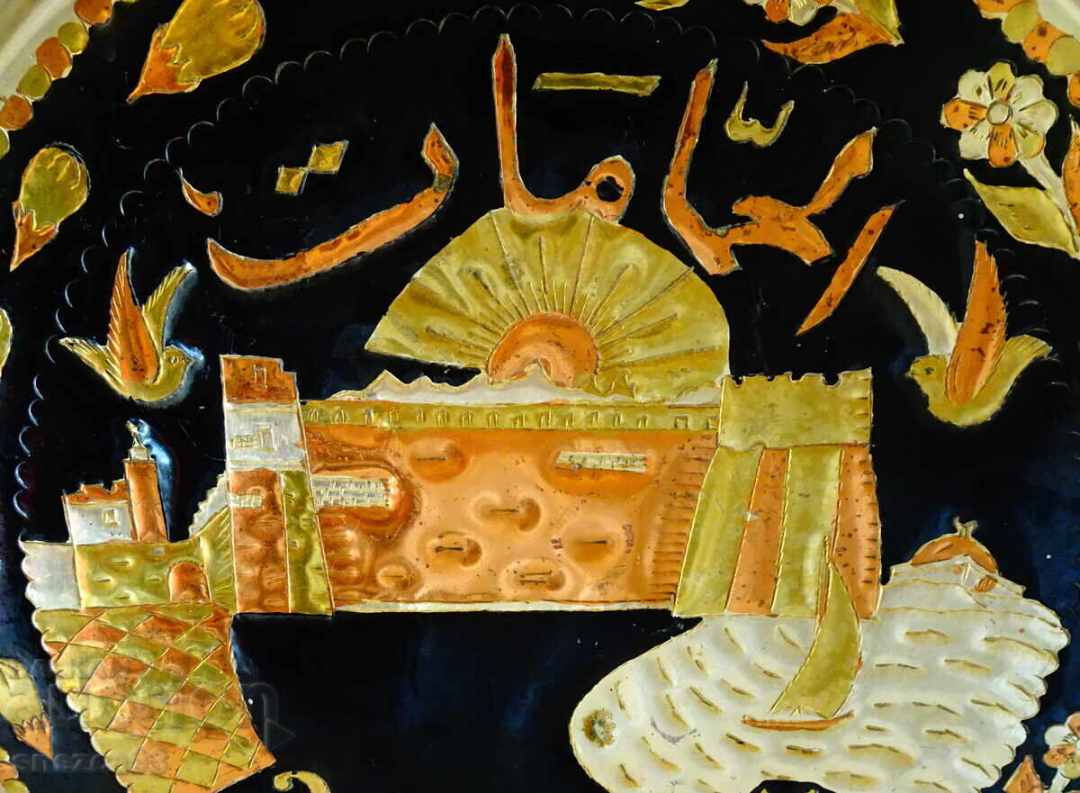 Бронзов поднос,пано,44 см.,1.4 кг.,Тунис. - 5