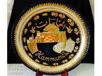 Tavă bronz, panou, 44 cm, 1.4 kg, Tunisia