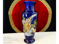 Japanese porcelain vase, gold, pheasants, cobalt