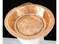 Χειροποίητο σφυρήλατο χάλκινο μπολ, σαχάνι, πιάτο, καθαρός κόκκινος χαλκός