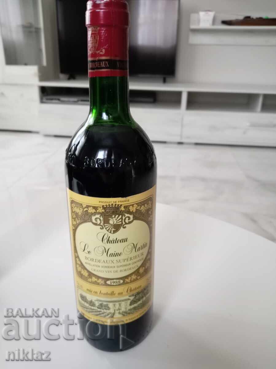 French Red Wine Bordeaux Province 1988