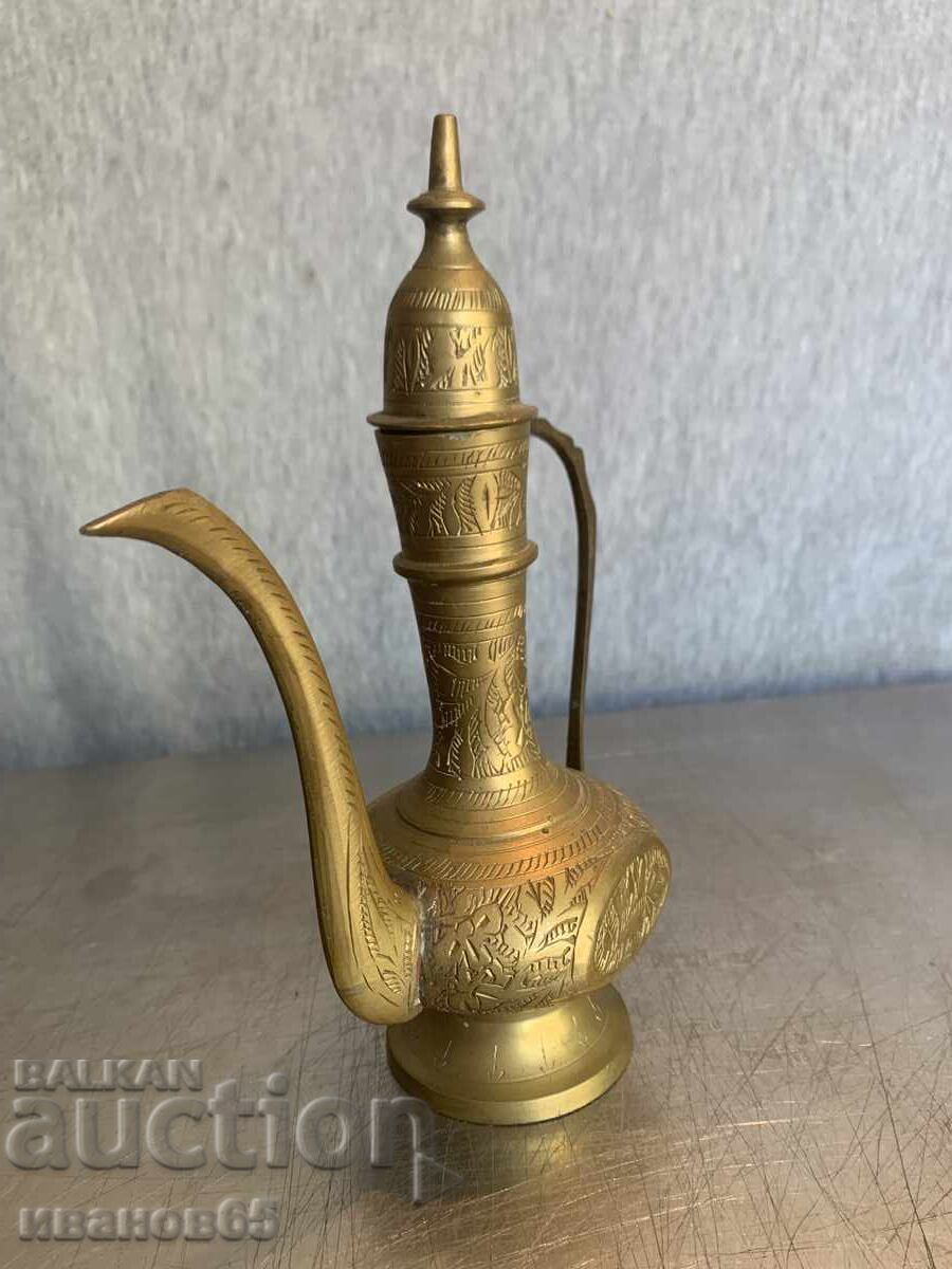 Auction  Indian Brass Hand Carved Teapot