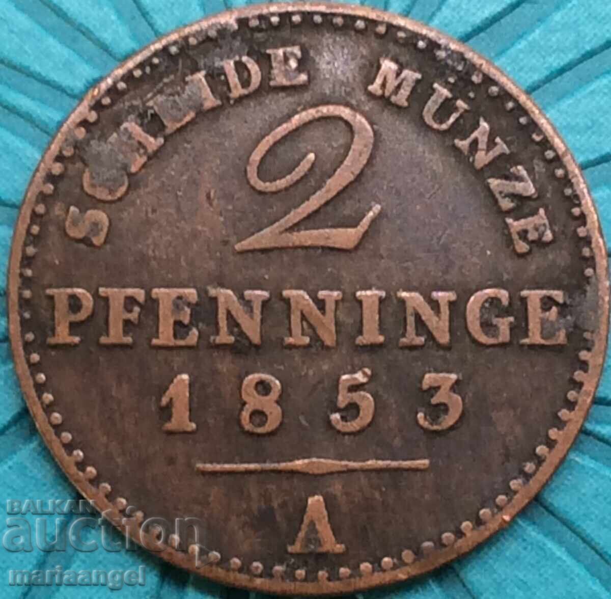2 Pfennig 1853 Πρωσία Γερμανία χάλκινο νόμισμα - 5