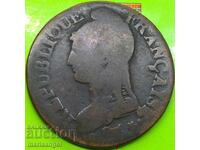 Franta 5 centimes 1796 Lan 5 Bronz