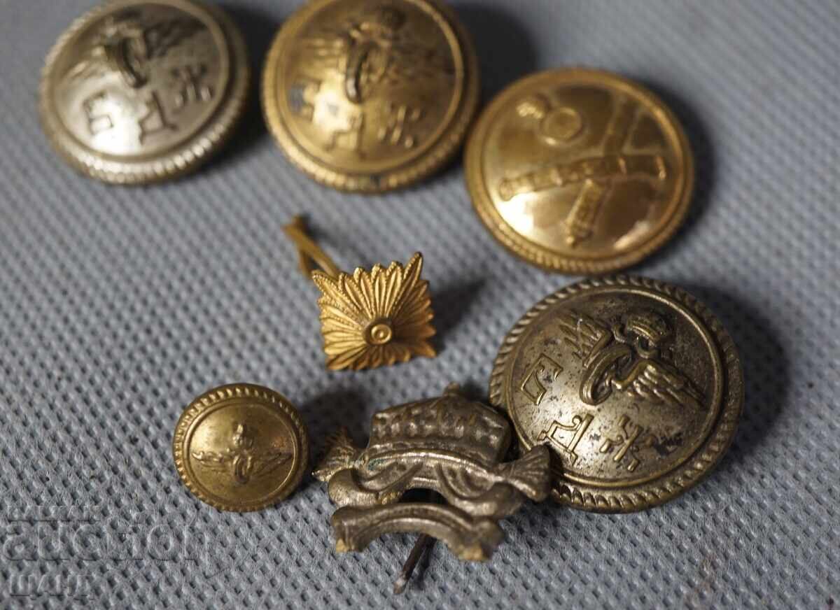 Βασίλειο της Βουλγαρίας, παρτίδα στρατιωτικών κουμπιών, ρόμβων, επωμίδων, επωλέτων με τιμή 10.00 BGN | € 5.11