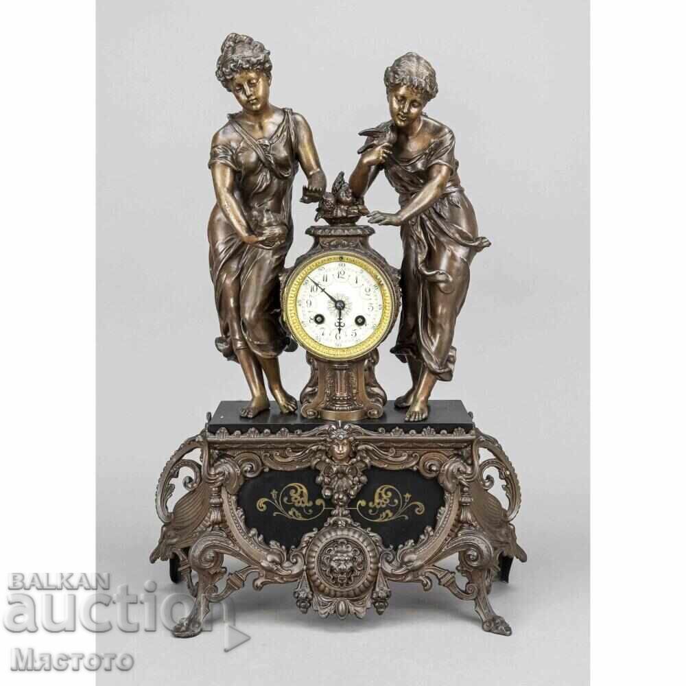 Mare sculptură franceză cu ceas și pendul 2