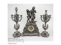 Μεγάλο γαλλικό γλυπτό με ρολόι και εκκρεμές 3