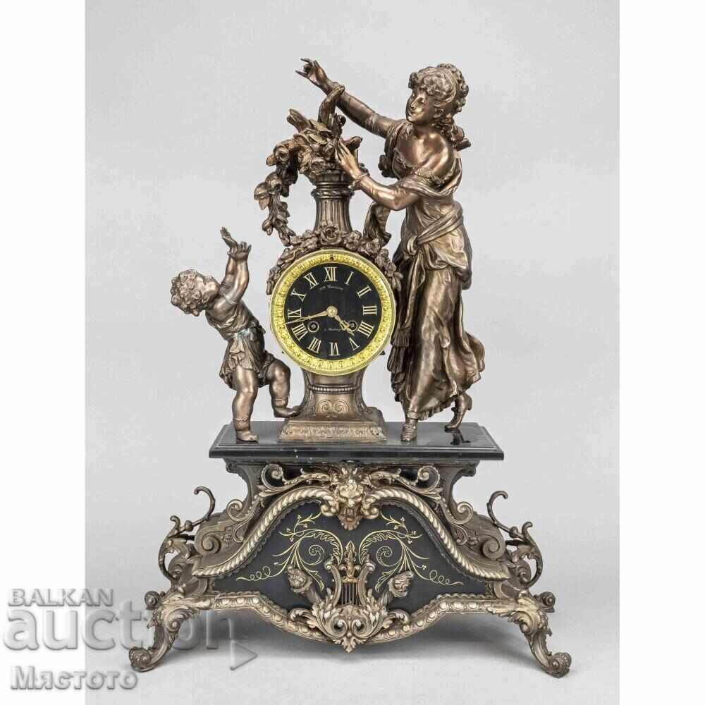 Large French sculpture with clock and pendulum 4