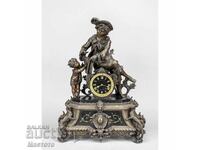 Sculptură franceză mare cu ceas și pendul