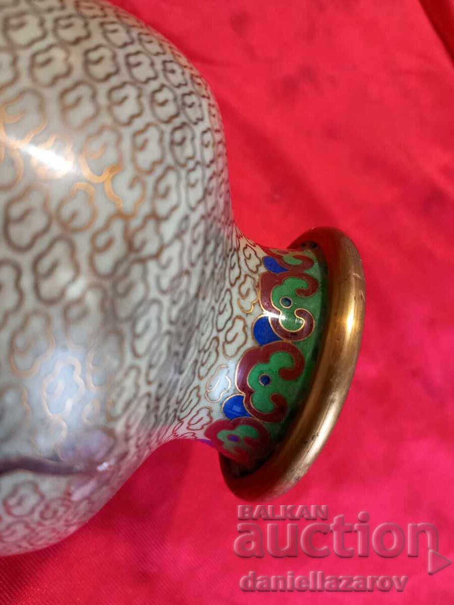 Auction  CLOISONNÉ, Bronze Vase with Cellular Enamel