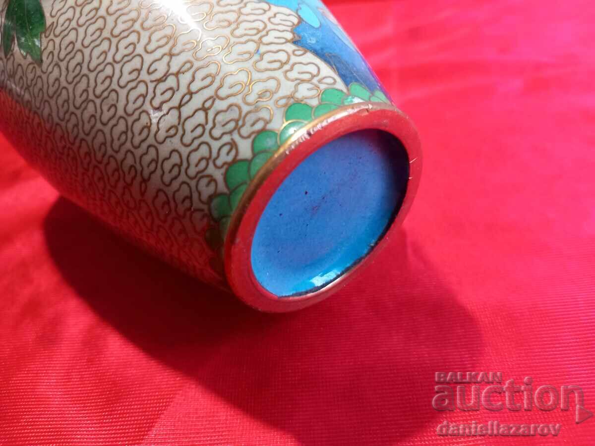 CLOISONNÉ, Bronze Vase with Cellular Enamel - 5