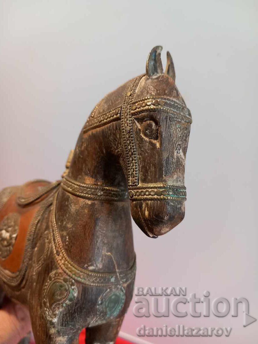 Αρχαίο Αγαλματίδιο ΑΛΟΓΟ, Ξύλο και Χαλκός - 6