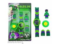 Ceas pentru copii cu figurină de jucărie de tip Lego Hulk Hulk Marvel