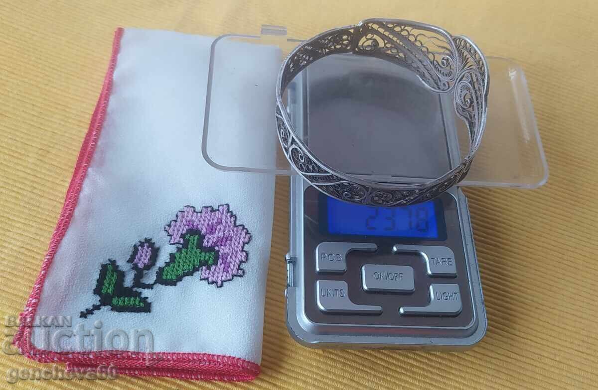 Σπάνιο παλιό ασημένιο βραχιόλι - φιλιγκράν φορεσιά - 7