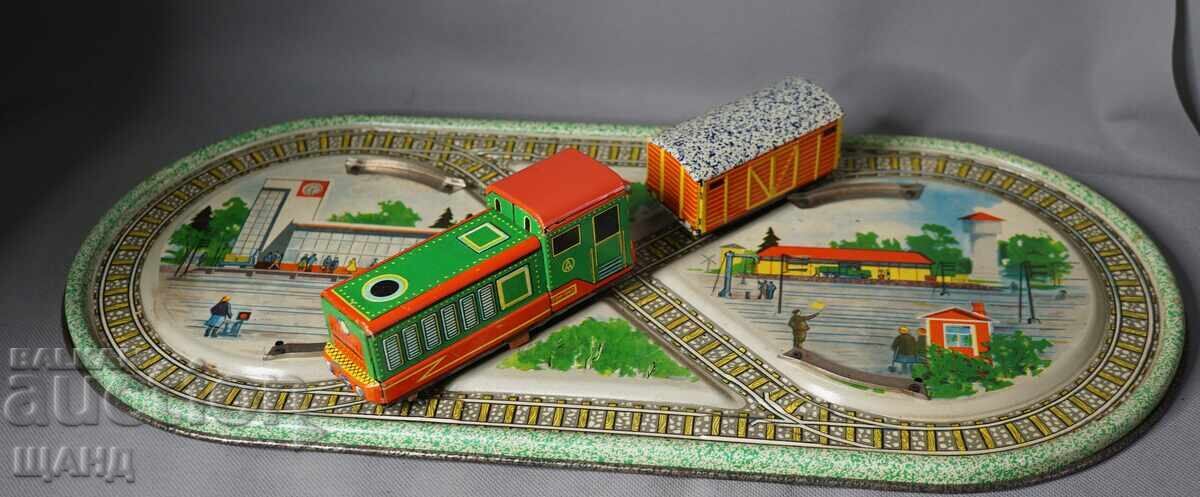Old Russian metal mechanical toy train locomotive with key with price 150.00 BGN | € 76.69