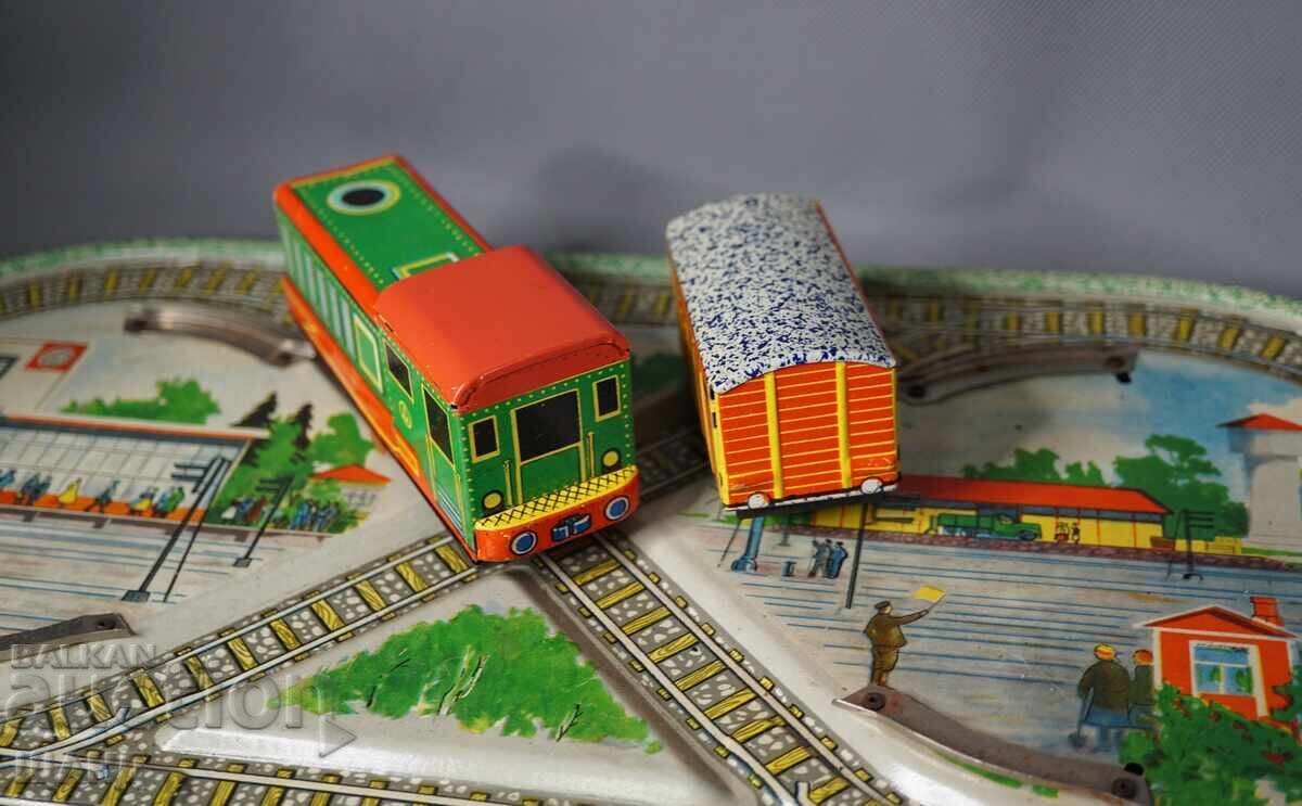 Delivery of Old Russian metal mechanical toy train locomotive with key