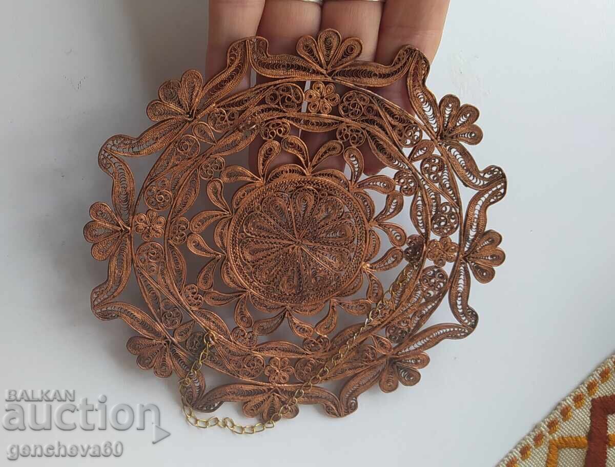 Auction  Beautiful old copper panel - filigree