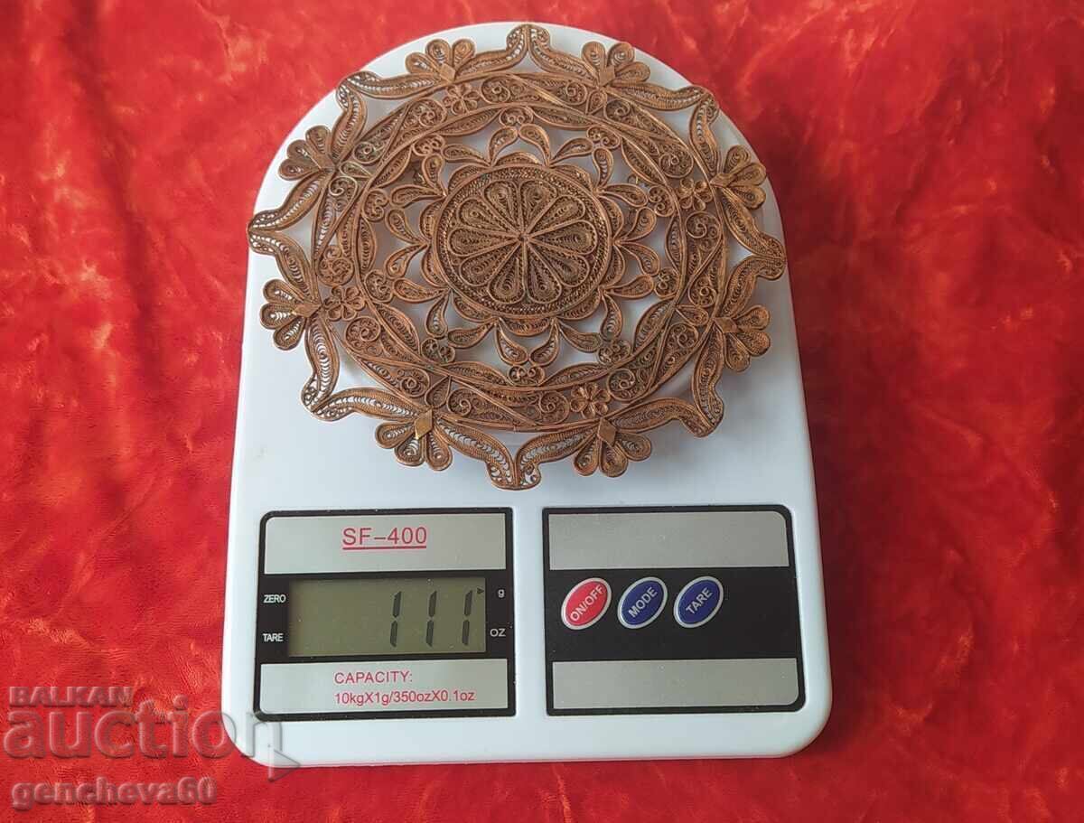 Beautiful old copper panel - filigree - 5