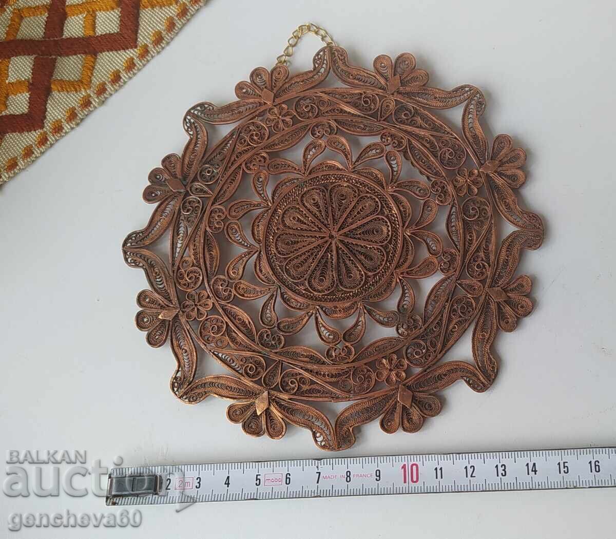 Beautiful old copper panel - filigree