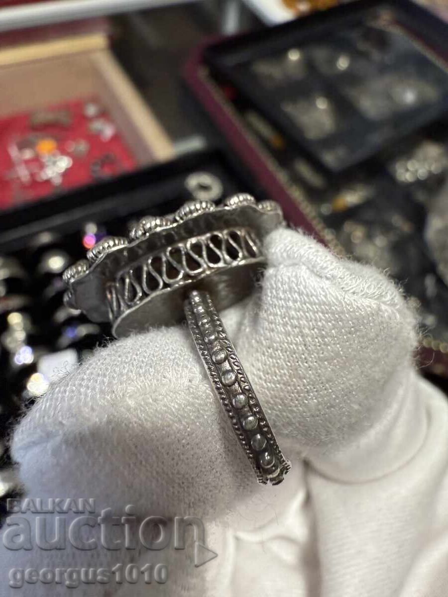 Auction Silver filigree ring with moonstone №7593 Auction Silver filigree ring with moonstone №7593